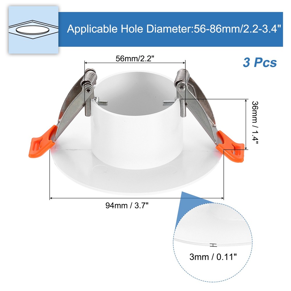 3Pack 3.7" Spring Ceiling Cover Plate Suitable for 2.2-3.4 " Round Hole, White