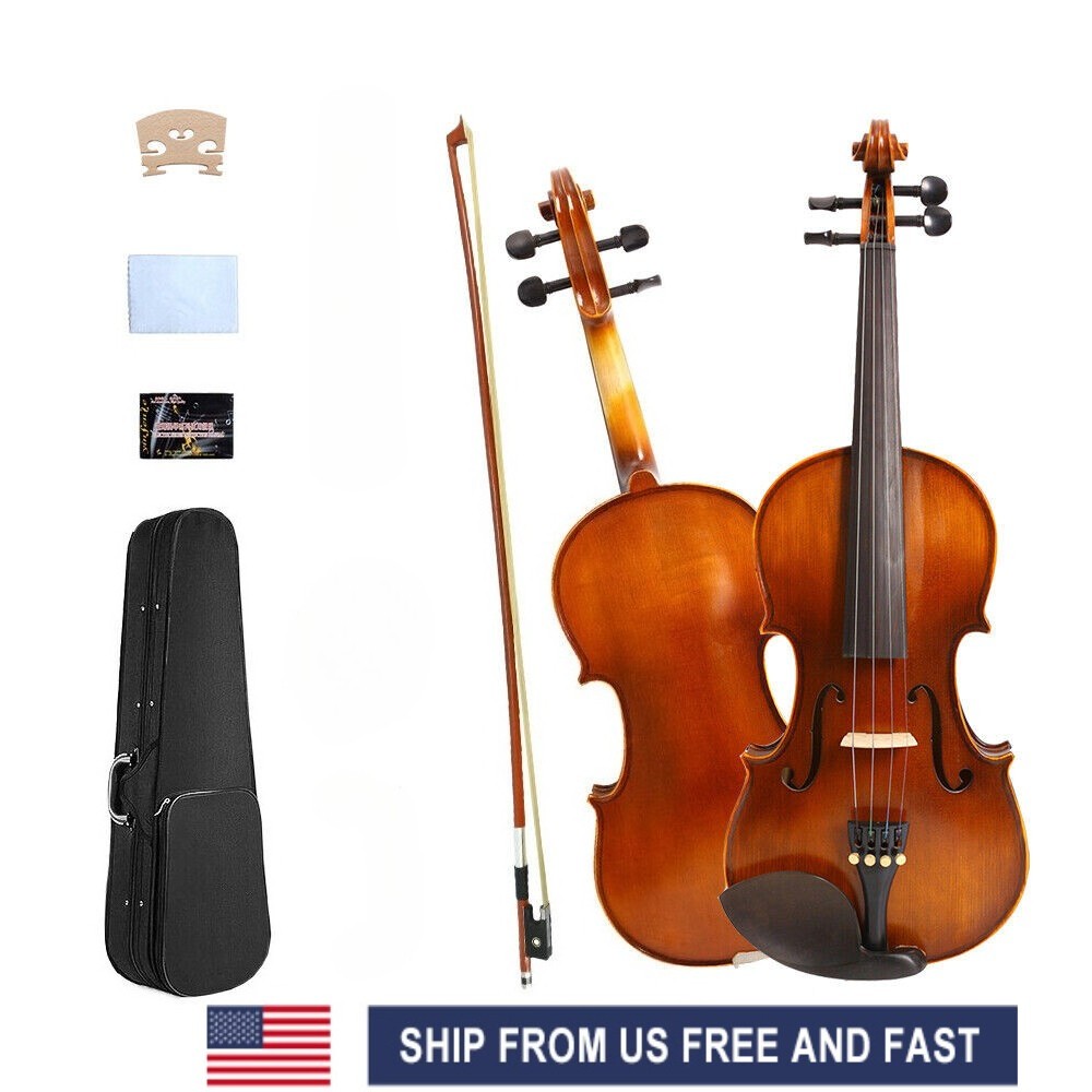 Handmade 4/4 Full Size Acoustic Violin Kit 4 String Student Beginners Case,Bow