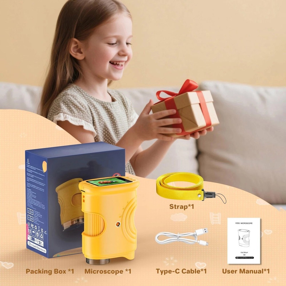 Kids Digital Microscope 1000x Magnification Handheld USB for PC Windows Mac OS