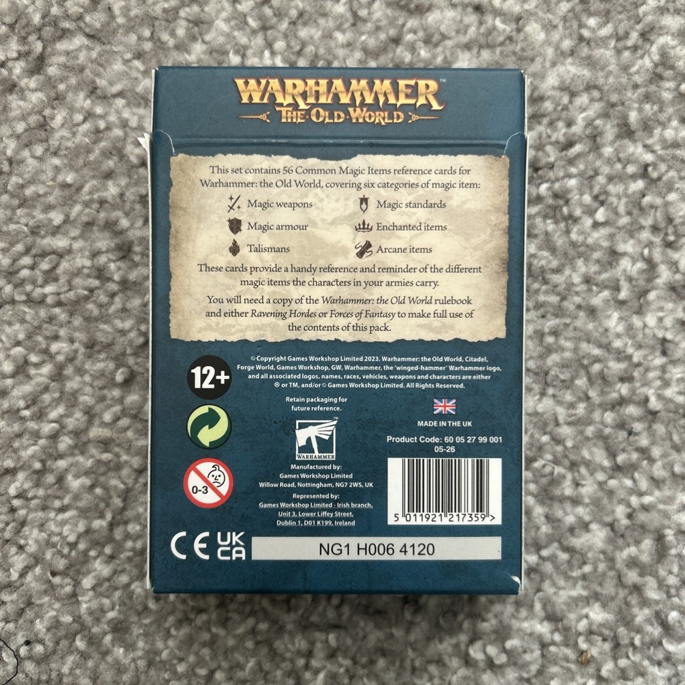 Warhammer the Old World Common Magic Items Reference Card Pack Cards Deck Set