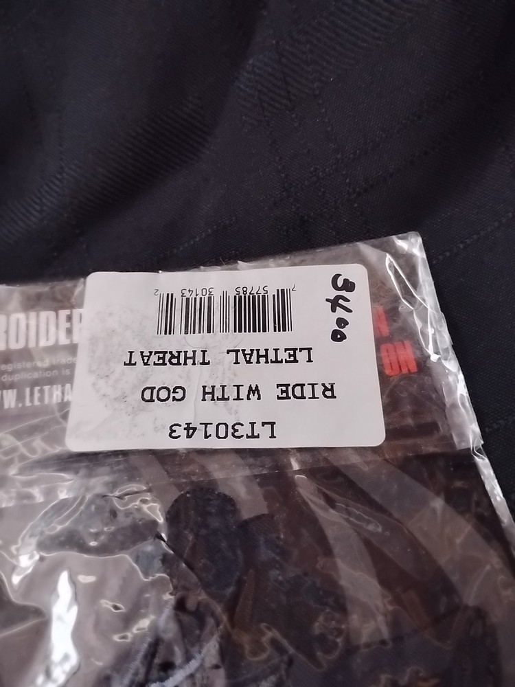 Lethal Threat Design ..Sew On Patch ..New.. ( Ride With God)