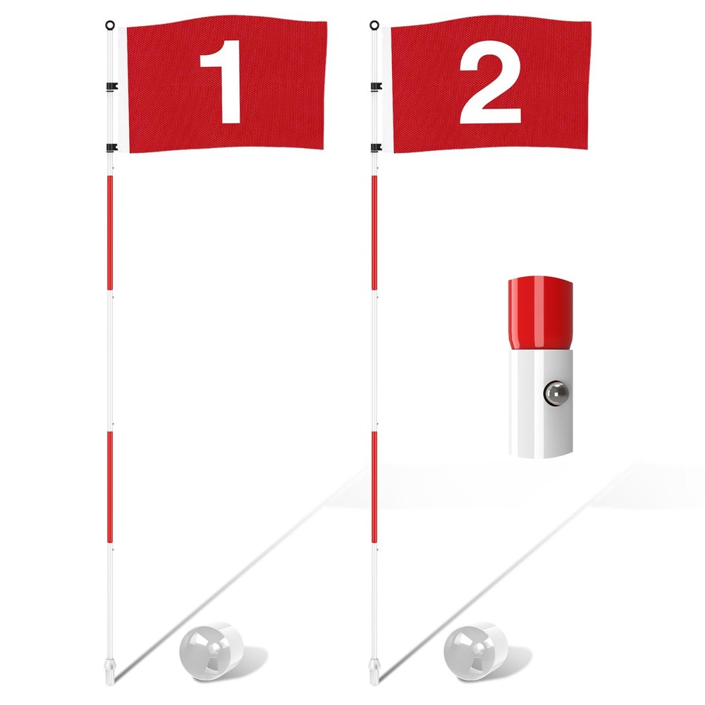 KINGTOP 6ft Golf Flagstick Pro Portable Five-Section Design for Backyard