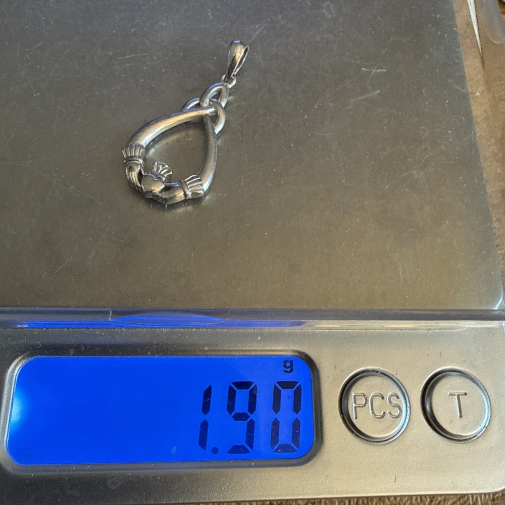 Sterling Silver Claddagh Trinity Celtic Pendant Signed Solver