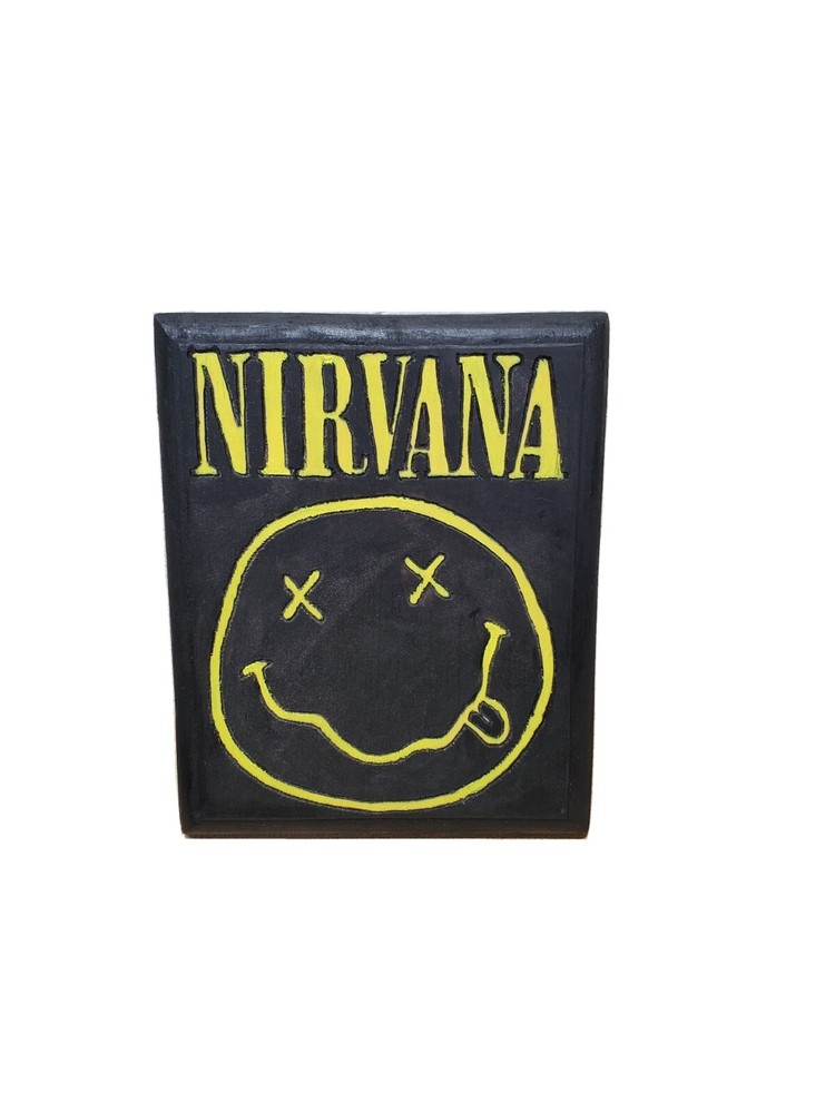 Nirvana Smiley Face Routed And Painted Hanging Sign