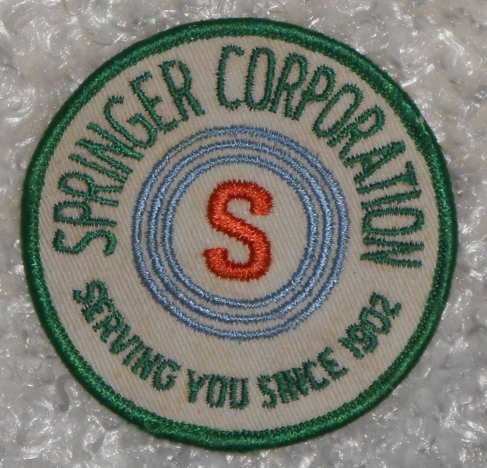 Springer Corportation Patch - Serving You Since 1902  - 3" x 3" - vintage