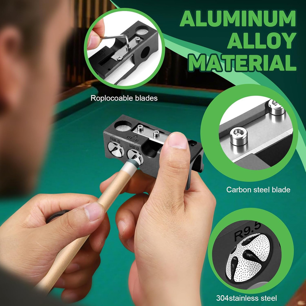 11-In-1 Pool Cue Tip Replacement Kit, Cue Tip Shaping Tool, Professional Cue Tip