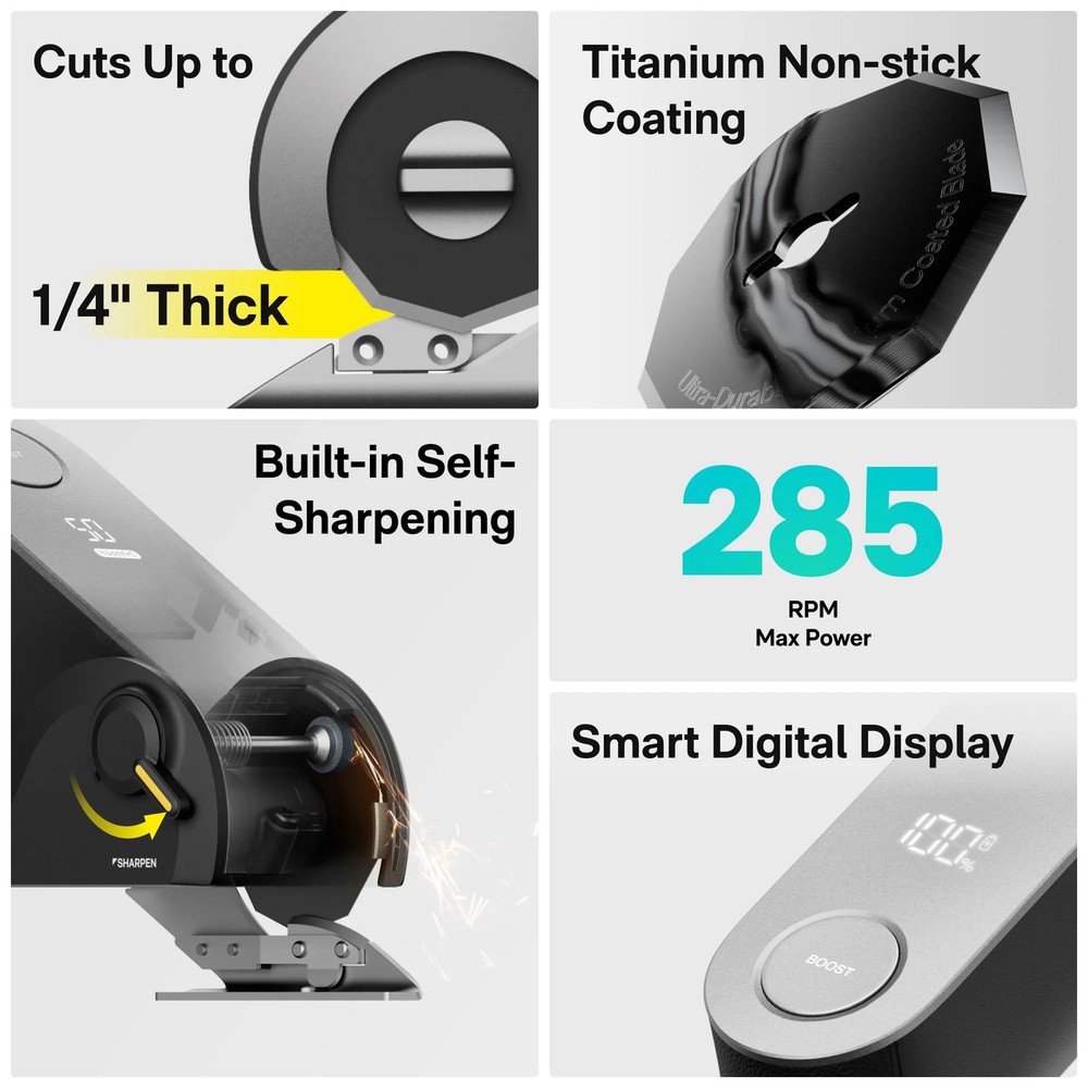 Cordless Electric Scissors Titanium Self Sharpening 285 RPM