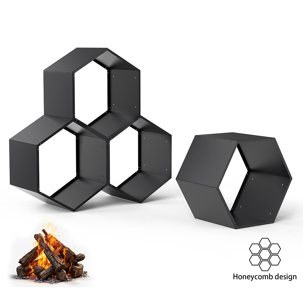 3PCS Firewood Rack Outdoor Indoor Fire Wood Rack -20 in. Hexagon Fire Log Holder