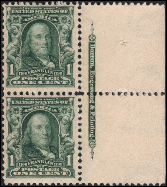 US #300 MNH imprint pair