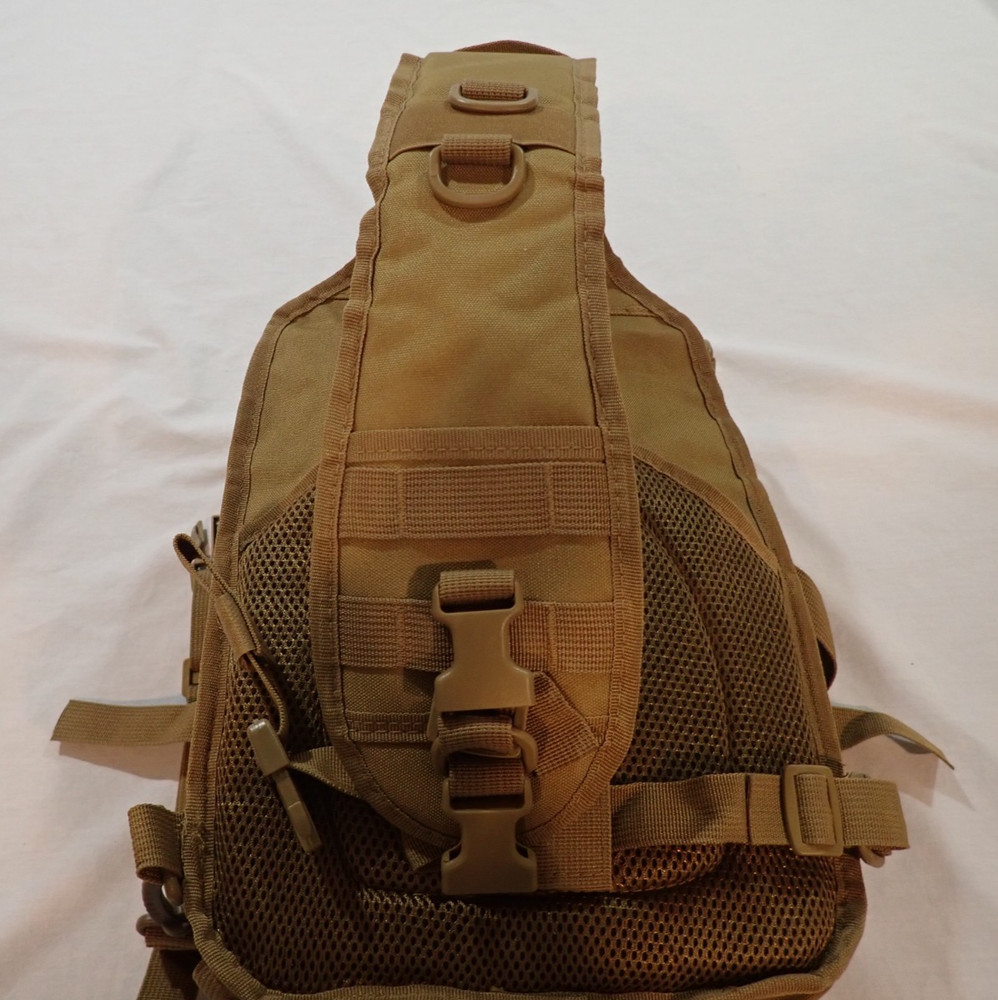 Tactical Sling Bag Military Style Single Shoulder Sling Pack Tan EUC