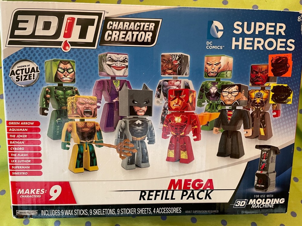 3DIT CHARACTER CREATOR DC Super Heroes Mega Molding Machine Mega Refill Pack NEW