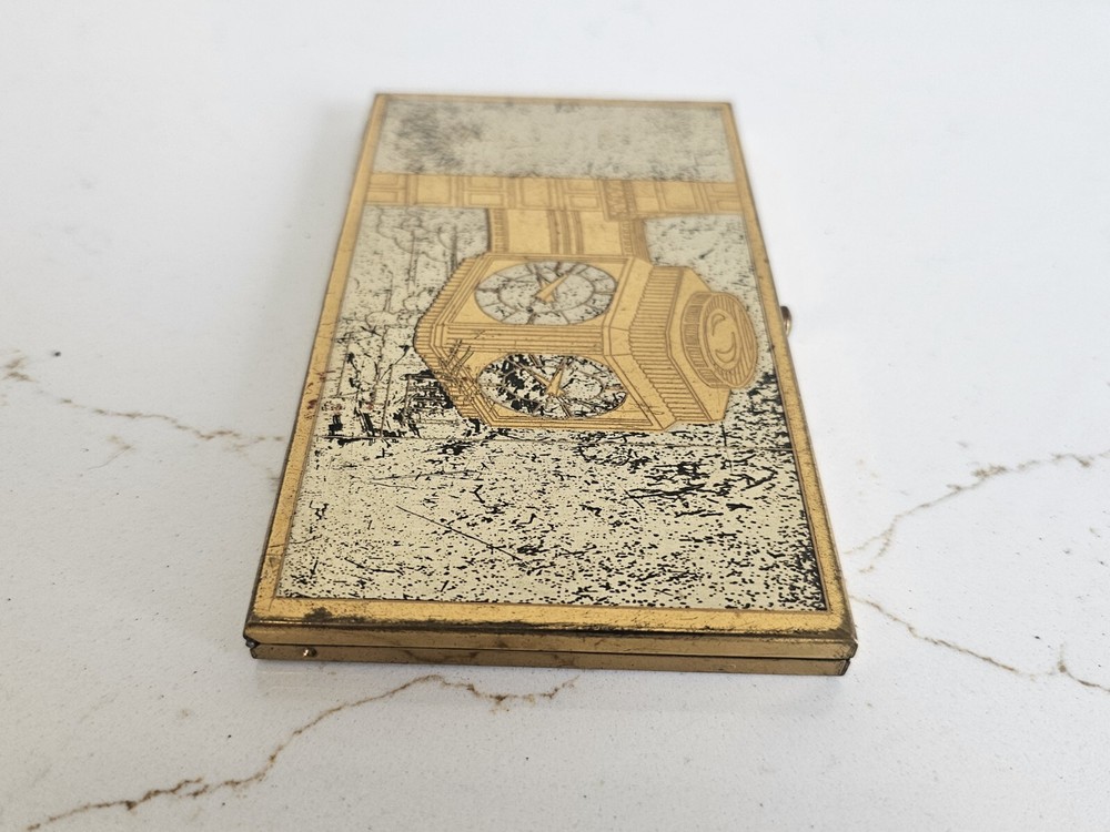 Vintage Wadsworth Solid Brass Cigarette Case Clock