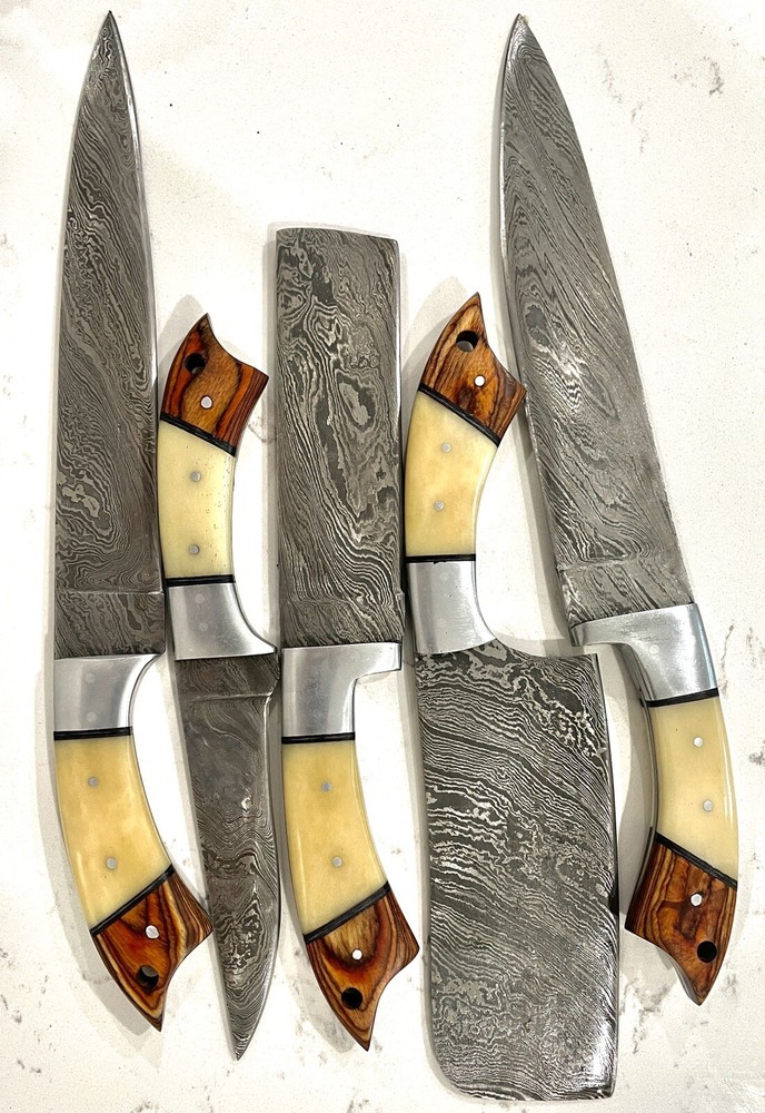 HAND MADE DAMASCUS BLADE KITCHEN KNIFE 5 PIECES
