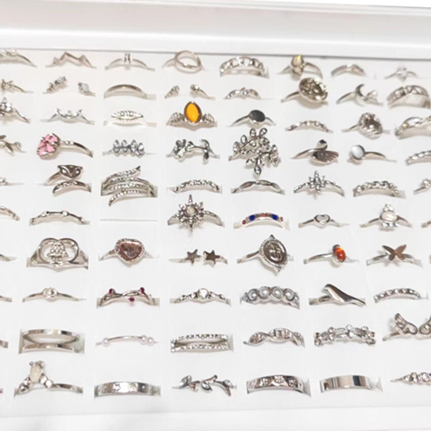 Bulk Lots 50 Antique Silver Bohemia Vintage Rings Mix Women Stone Retro Charms