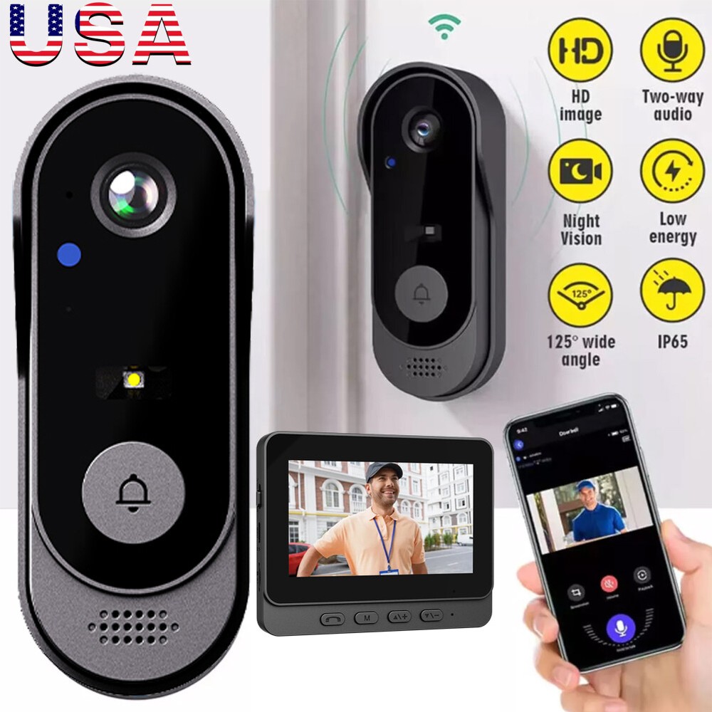 Wireless Video Doorbell Intercom System Smart WiFi Doorbell with Night Vision