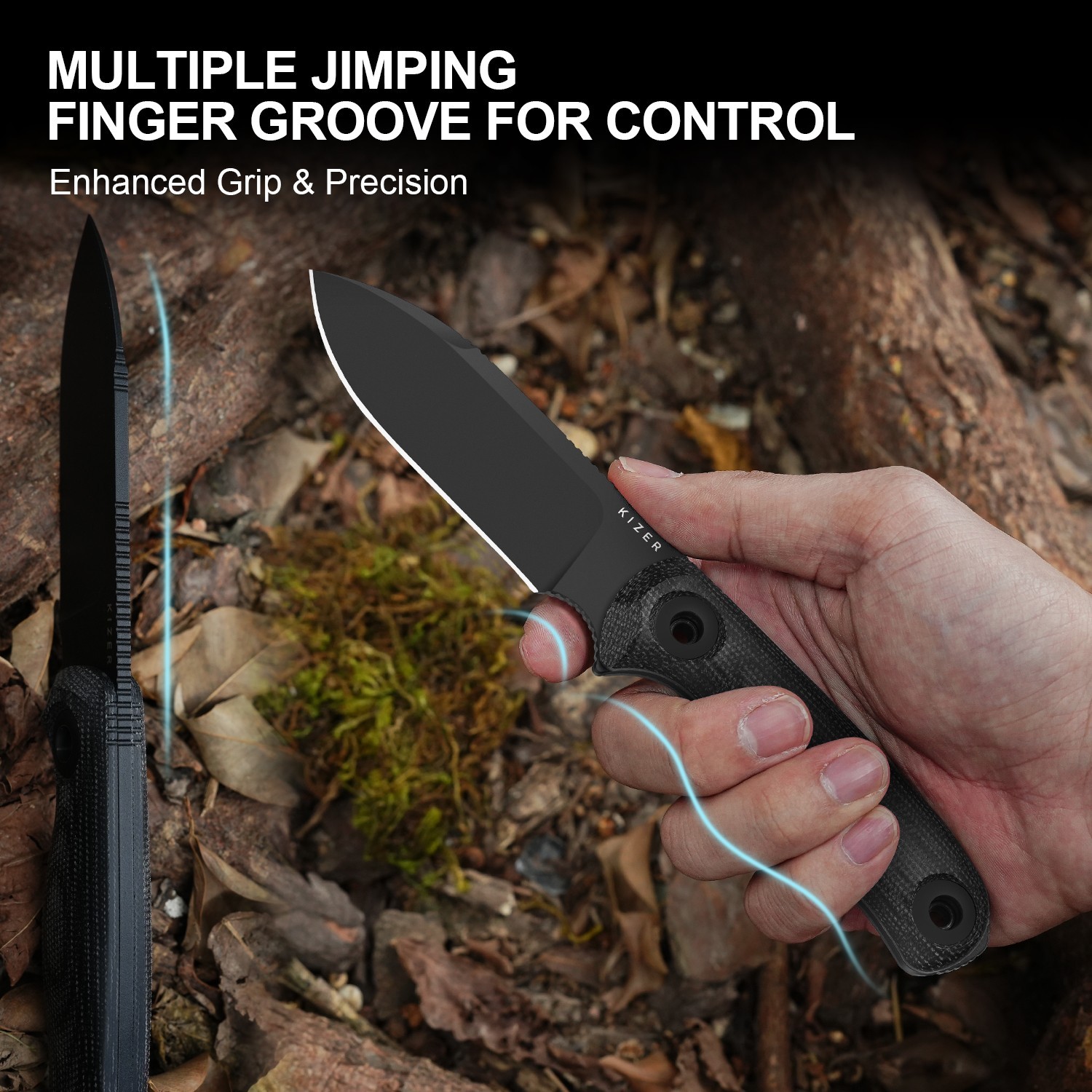 Kizer Drop Bear Fix 3 Fixed Knife 1095 Blade Micarta Handle Medium Size 1101A3