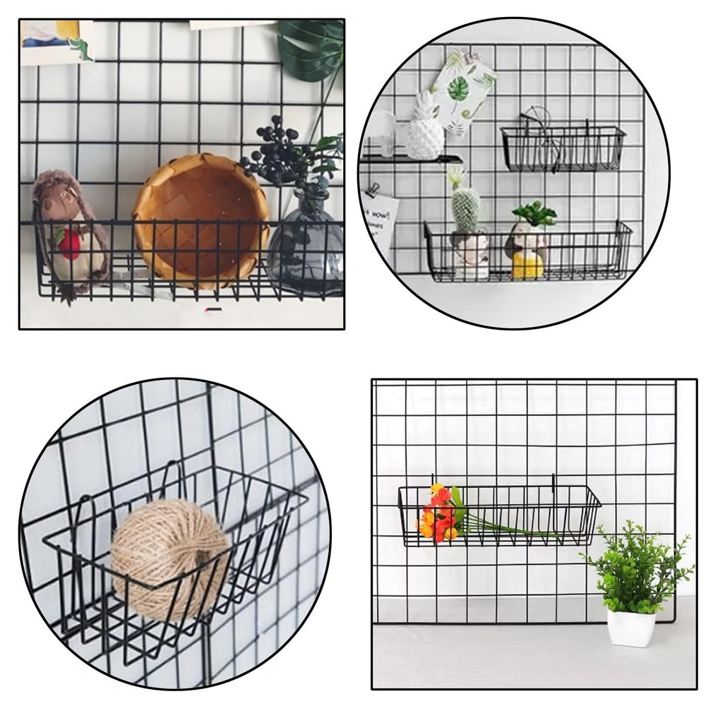 10 PCS Wire Baskets Wall Grid Panel Hanging Wire Basket Hanging Wall Baskets ...