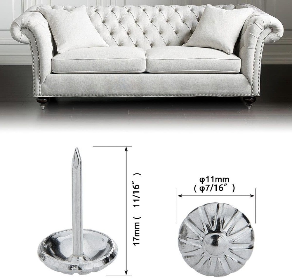 Unique Daisy Pattern Silver Upholstery Tacks, 100PCS, Perfect for Home Projects