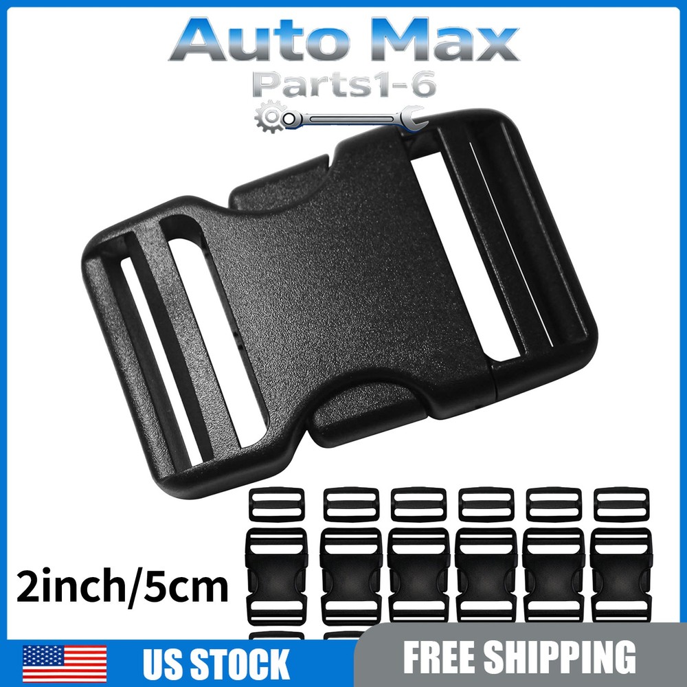 6Set Buckles for Nylon Webbing Straps 2" Quick Side Release Plastic Buckles Cli