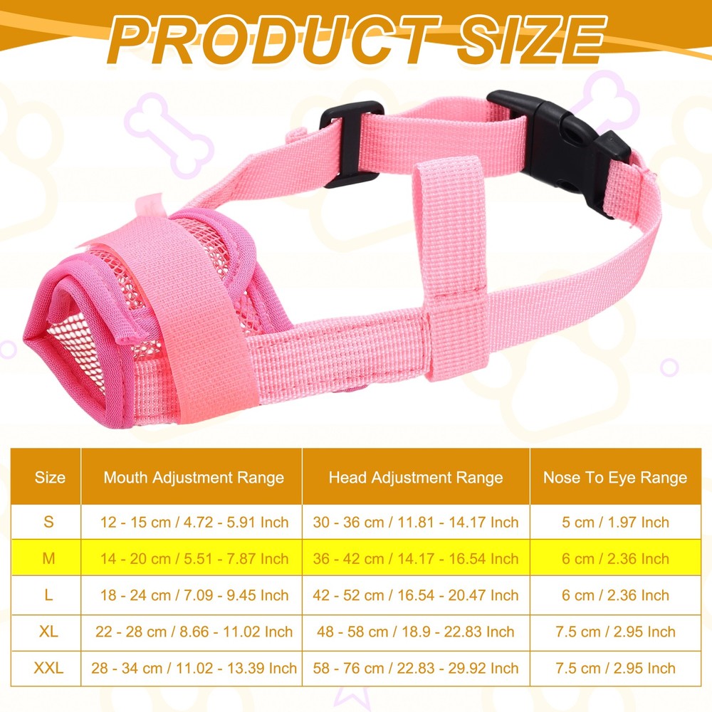 Dog Muzzle, Soft Mesh Muzzle Mouth Guard Cover(Pink, M)