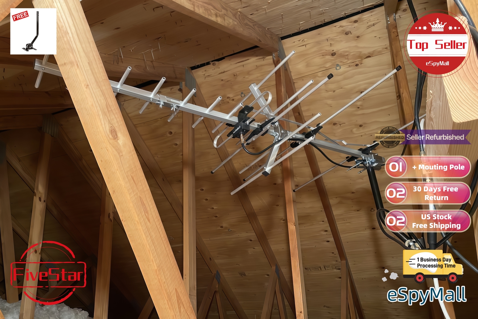 Heavy Duty Yagi Outdoor TV Antenna 300 Mile for All-Weather Performance