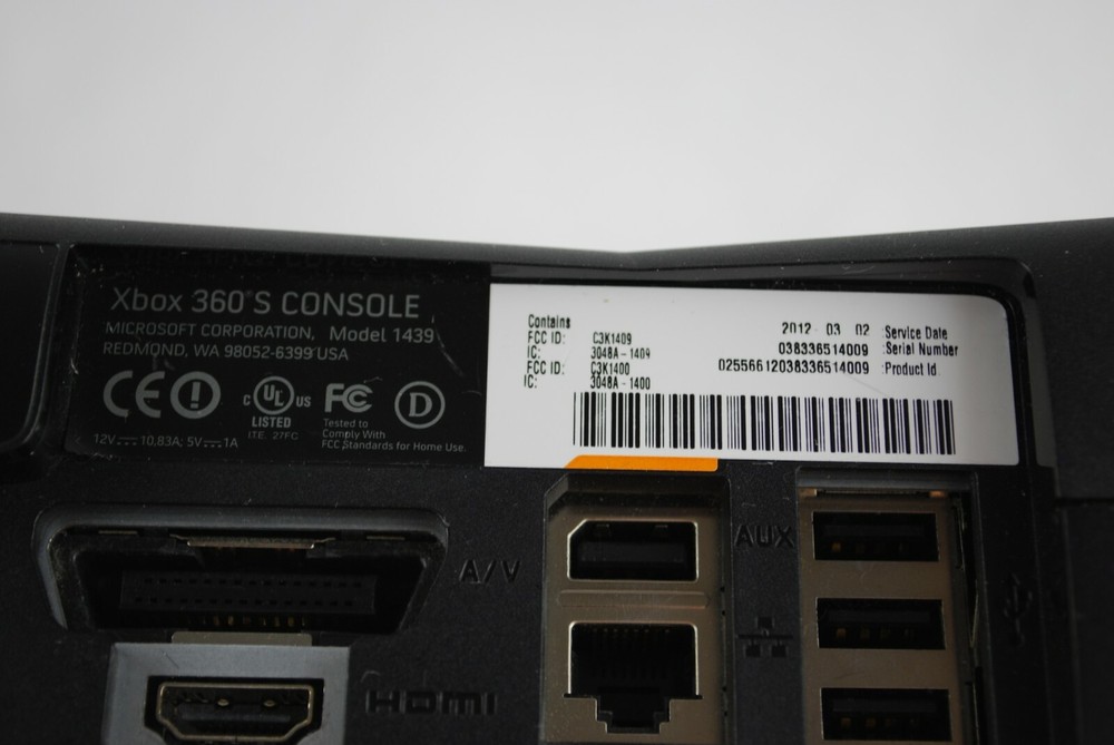 Microsoft Xbox 360 S Black Working Console System Cable Bundle