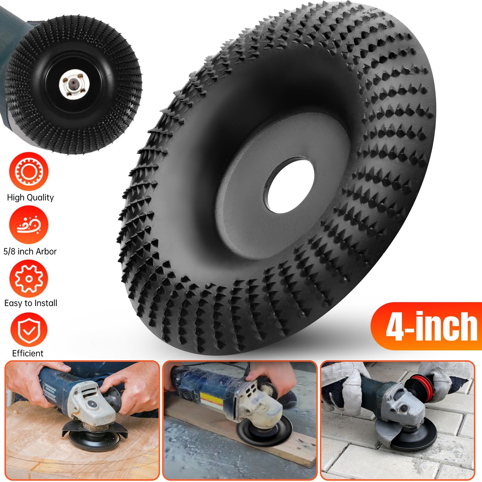 4in Wood Carbide Sanding Carving Shaping Disc For Angle Grinder Grinding Wheel