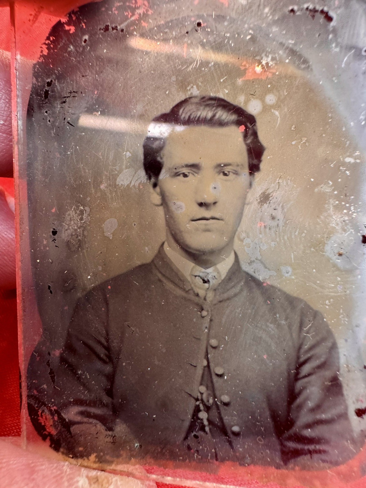 Antique 1/9 Plate Ambrotype Early Civil War Confederate Soldier Uniform Photo NC