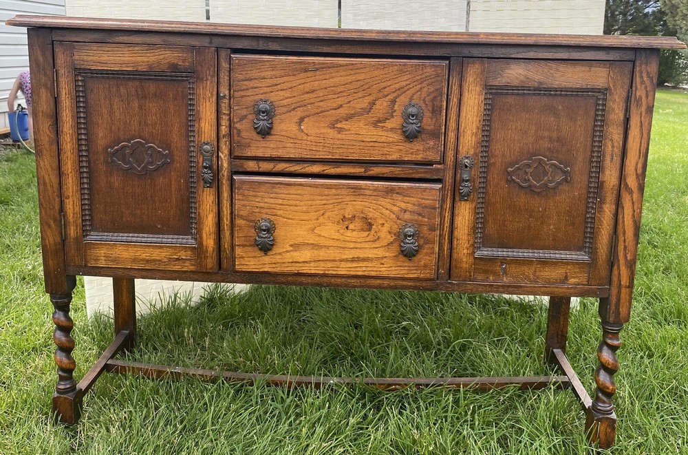 Antique English Jacobean Sideboard Server Buffet
