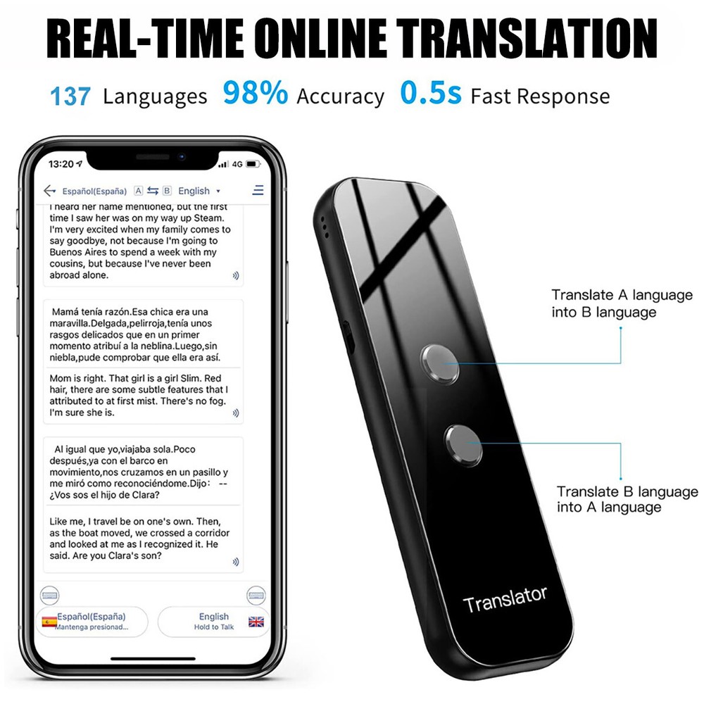 Language Translator Device 137 Languages Supported Instant Offline Translation