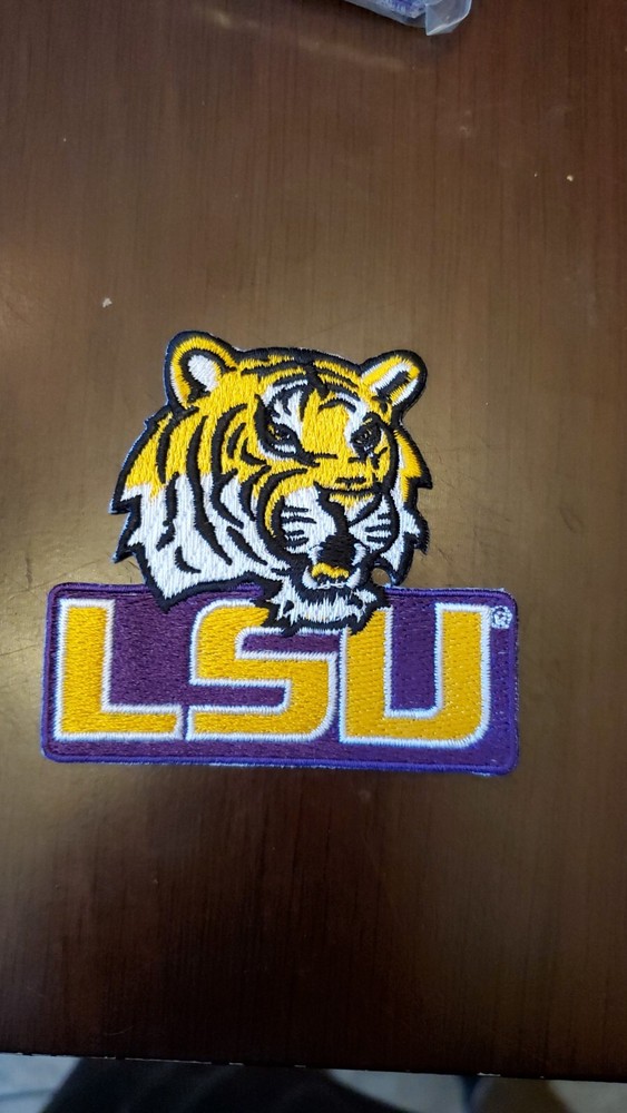 LSU Tigers Patch. Embroidered. Iron On Backing. 3"x3"