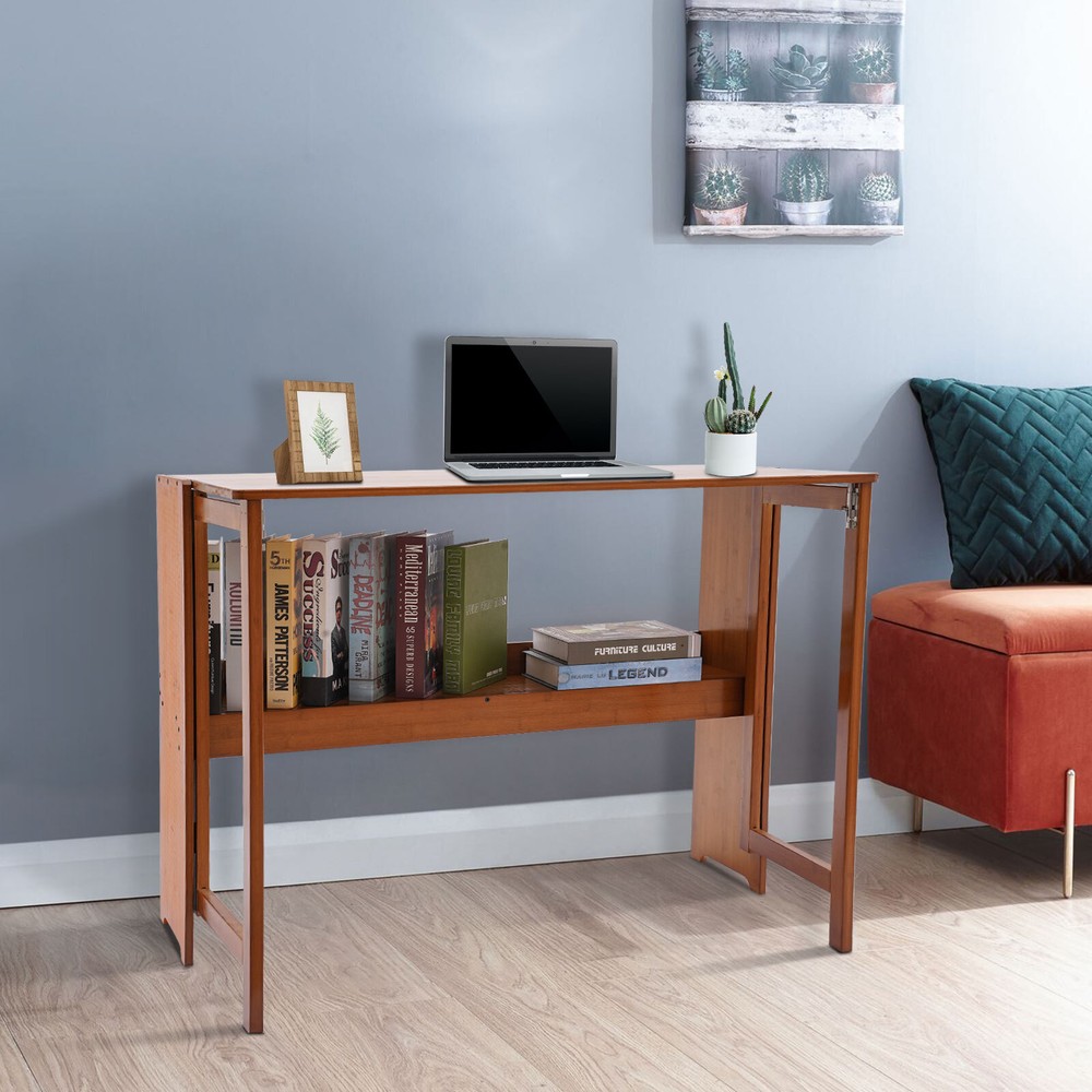 Foldable Bamboo Desk �C Space-Saving Home Office Writing Workstation