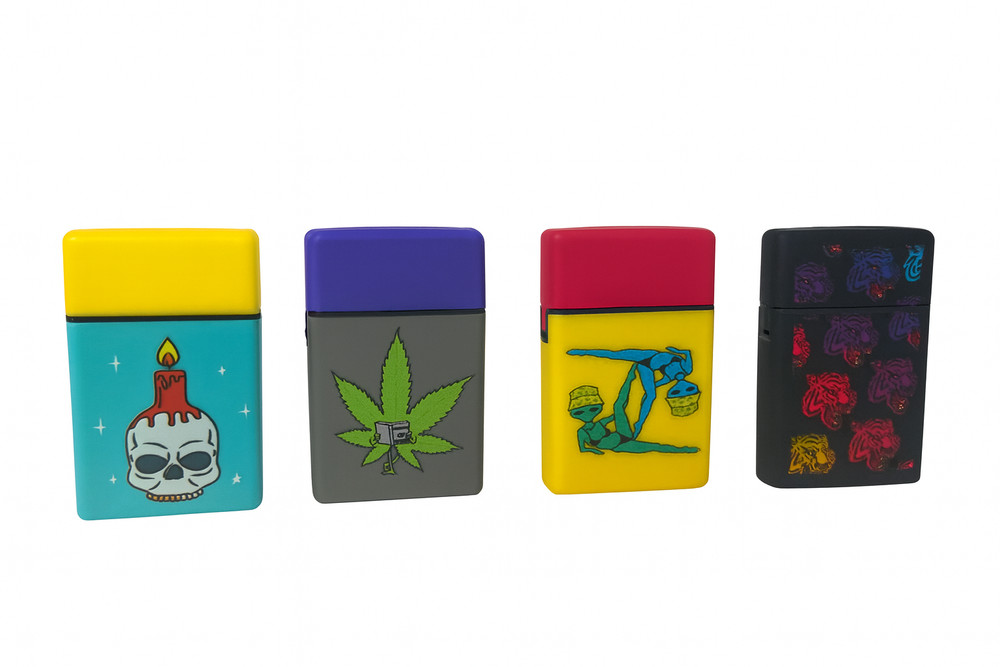 Zengaz Jet Torch Lighter –(4CT) | Mixed Colors & Designs | Refillable