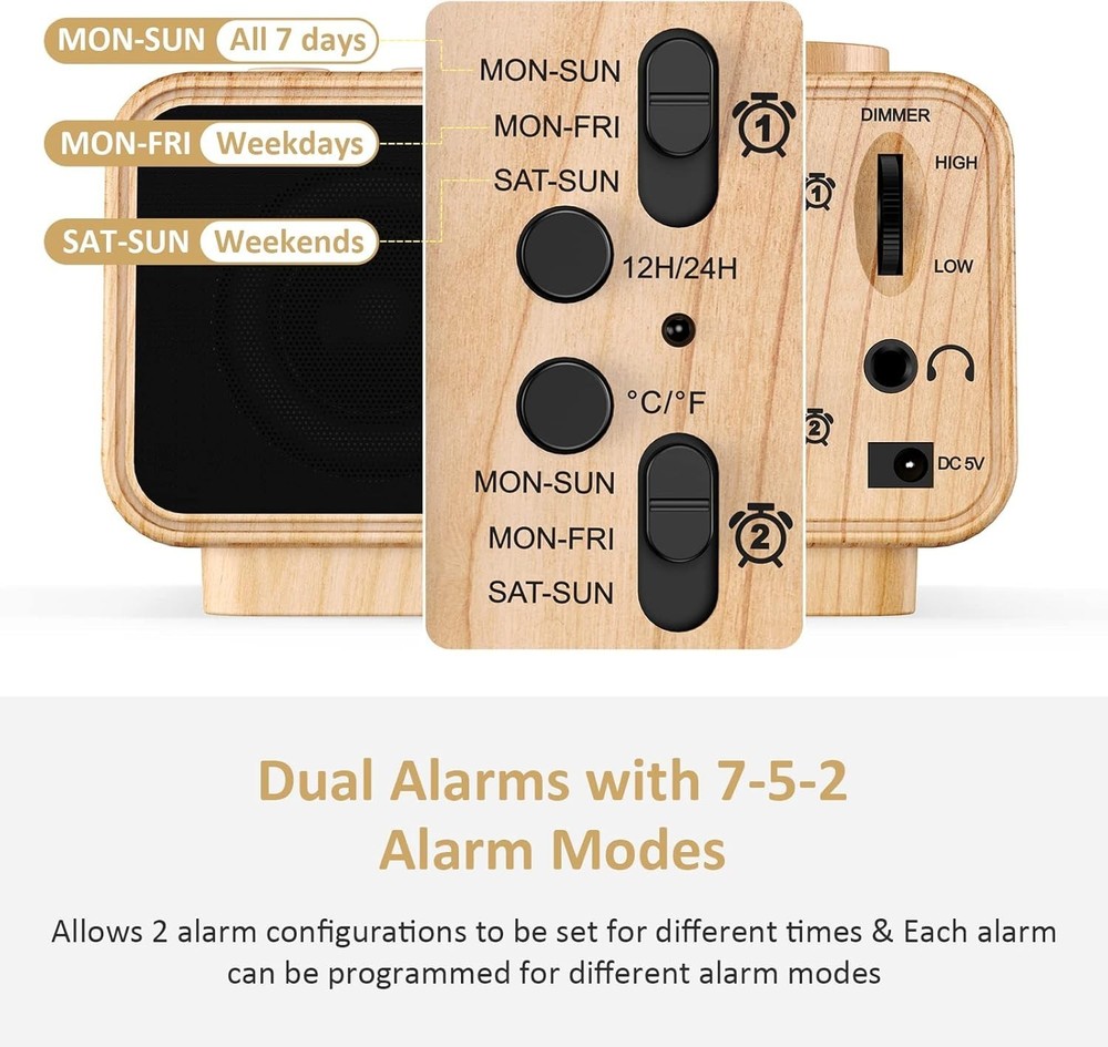 Transform Your Mornings: Stylish Alarm Clock with Thermometer & Sleep Timer