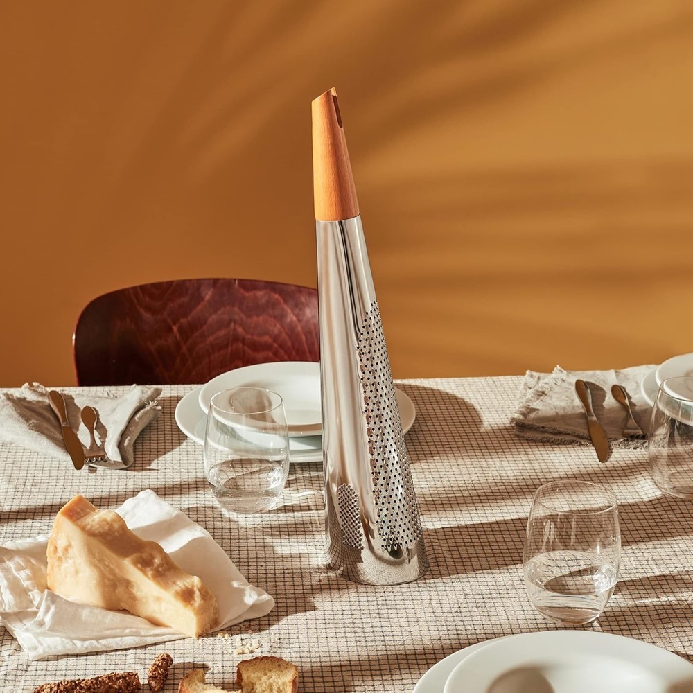 Elegant Silver Cheese & Nutmeg Grater - Richard Sapper's Innovative Kitchen Tool