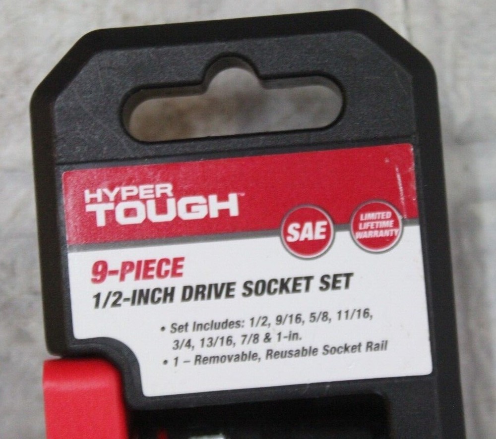 Hyper Tough 9-Piece 1/2" Drive SAE Socket Set