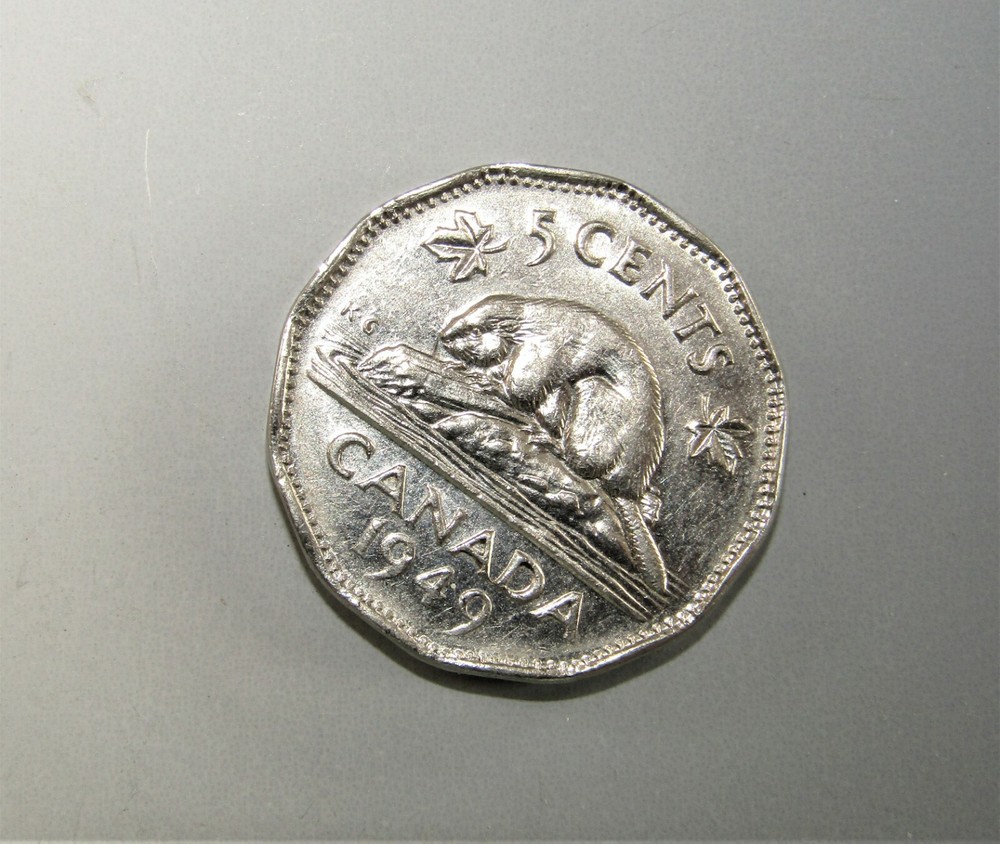 1949 CANADA 5 Cents Die Gouge ERROR through ear