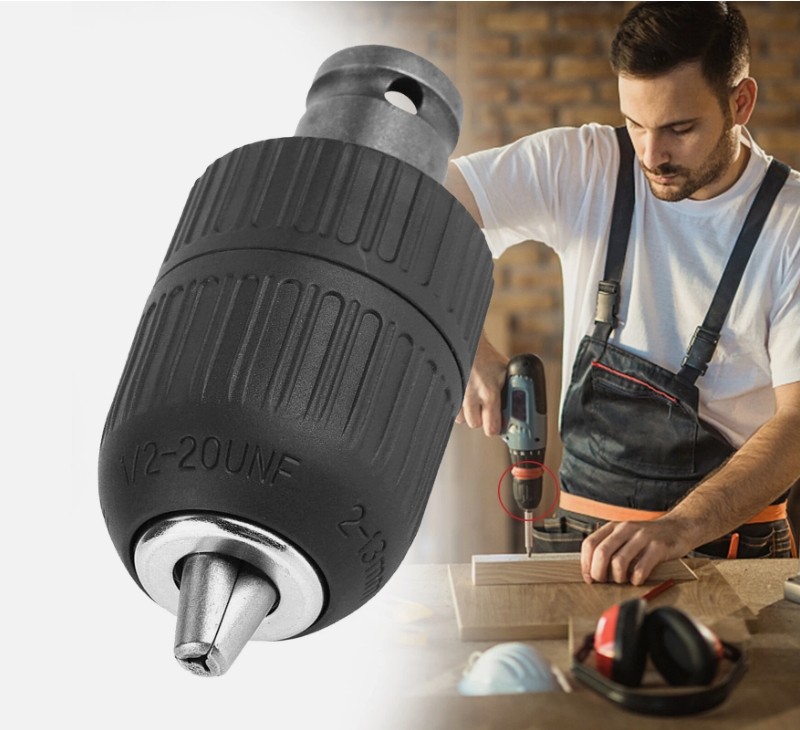 Keyless Drill Chuck Adapter+1/4" Hex Shank Quick Change Drill Bit Adapter Driver