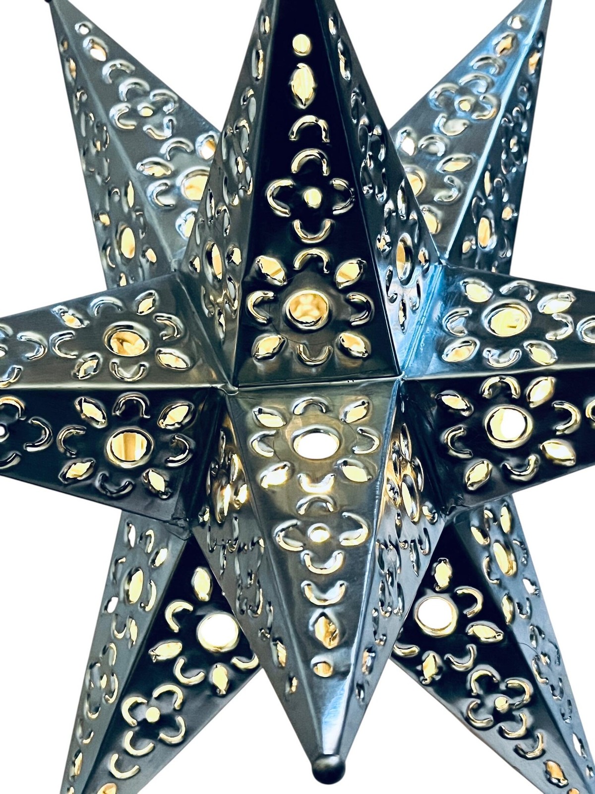 Moravian Tin STAR , Mexican Xmas TREE TOPPER 11" Estrella