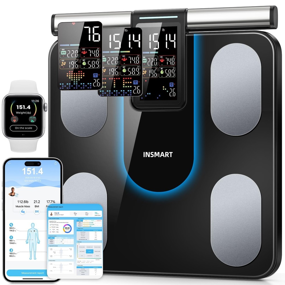 Smart Scale for Body Weight, INSMART 8-Electrode Digital Bathroom Scale with ...