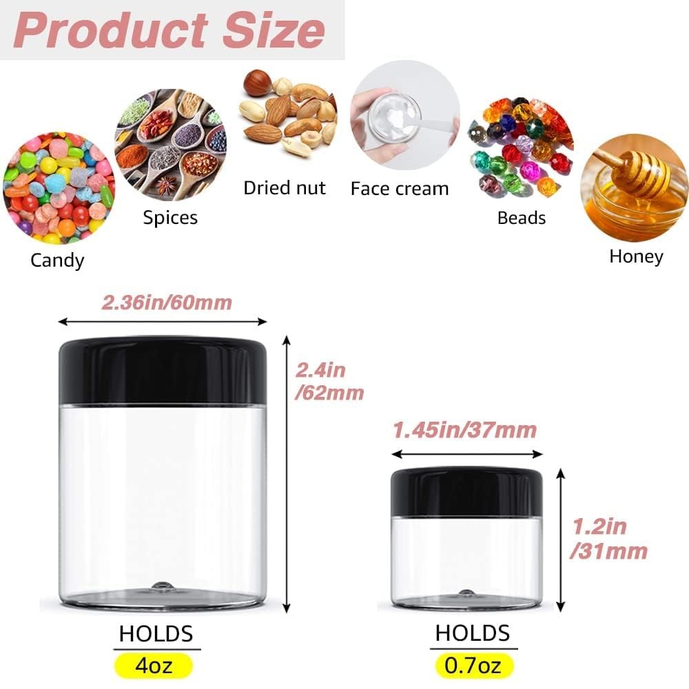 12 Pack 4 oz Small Plastic Containers with Lids+12 Pack 20g/20ml Cosmetic Sam...