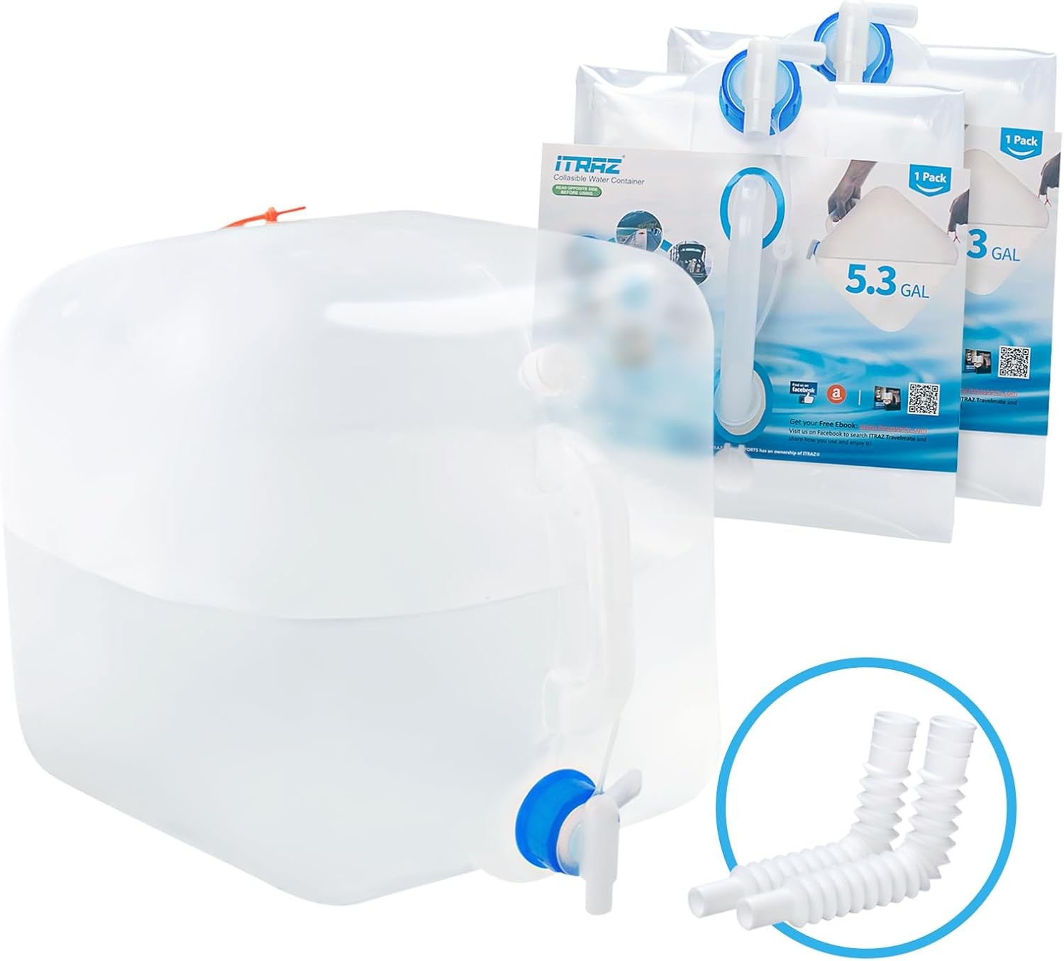 Collapsible Water Container with Spigot, 2×5.3 Gallon BPA Free Camping Water St