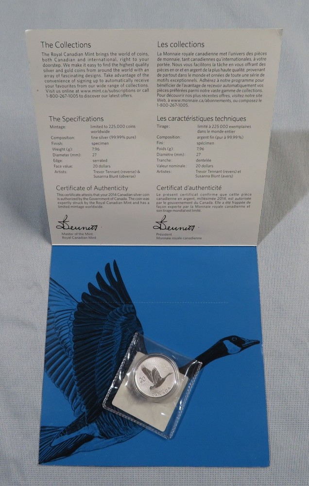 2014 Canada $20 Silver Coin - Goose