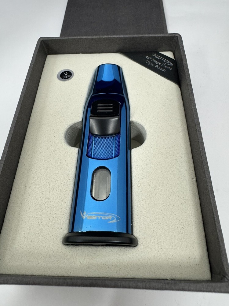 Vector AZTECH - Wind Resistant Large Single Jet Torch Lighter - Blue - New
