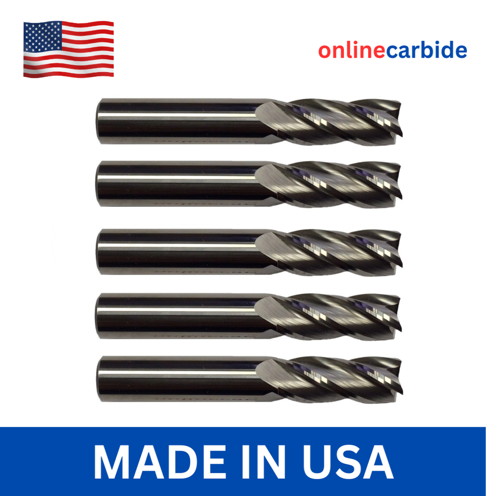 5 PCS 1/2" 4 FLUTE CARBIDE END MILL - REGULAR LENGTH