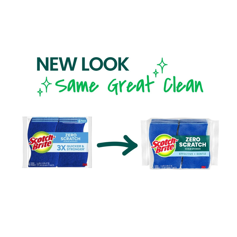 Scotch-Brite Non-Scratch, Zero Scratch Scrub Sponges, 6 Sponges