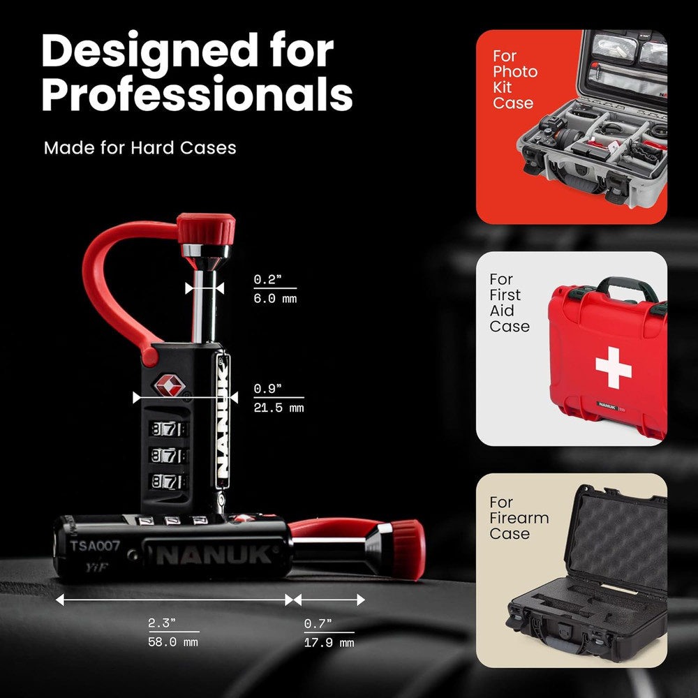 TSA Approved Locks 2-Pack – Durable, Secure Travel Case Lock with Cut-Resistant