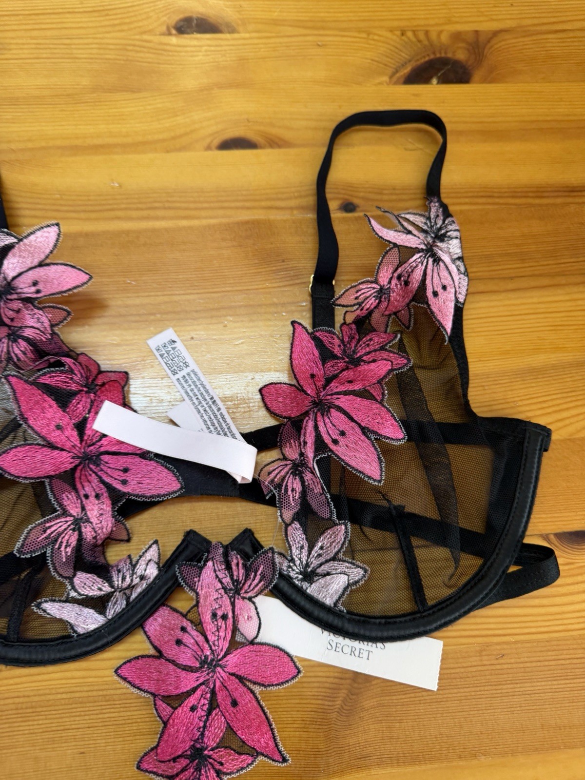 Victoria Secret Lingerie Teddy One Piece Bodysuit Black Pink Ziggy Glam Floral