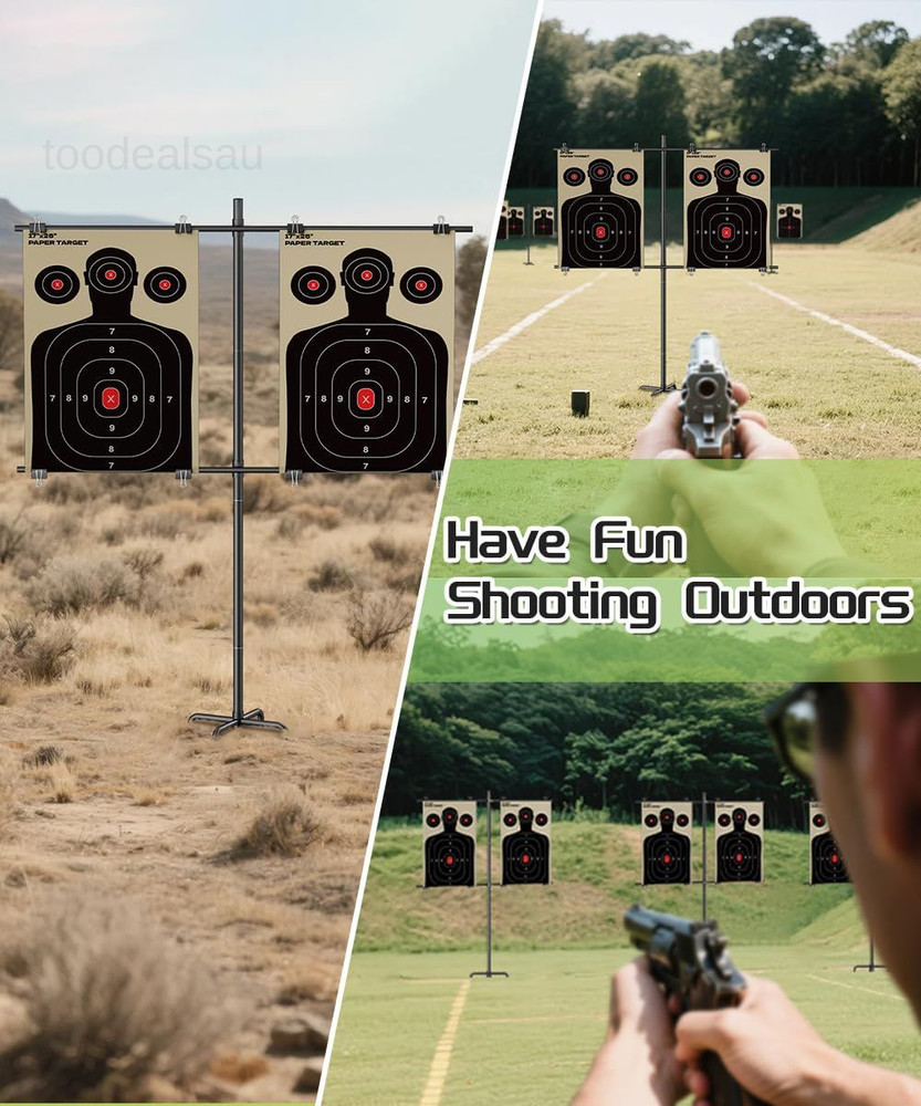 5-Prong Base Target Stand, Adjustable Metal Shooting Medium, Black