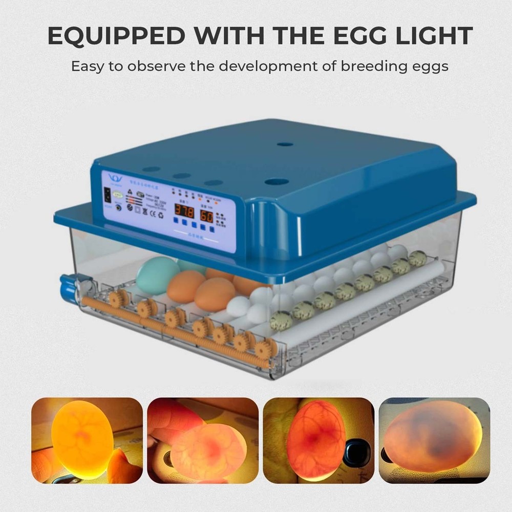 36 Egg Incubator with Auto-Turning,Temperature Humidity Control Egg Hatcher Bule